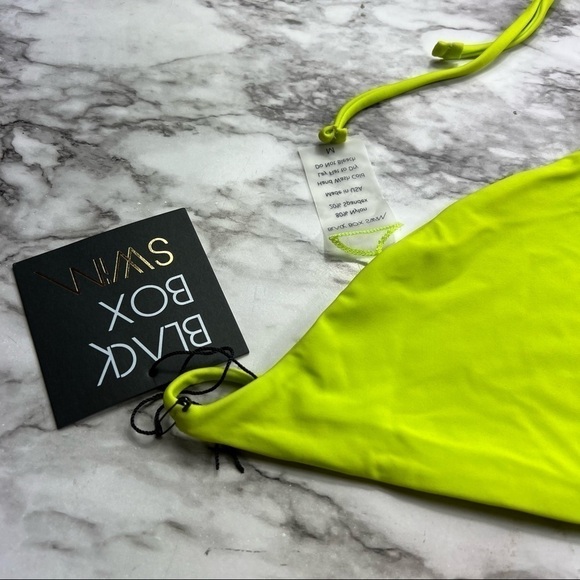 ❤️ Black Box Swim Halter Top Neon Green Bikini Top - Picture 2 of 6